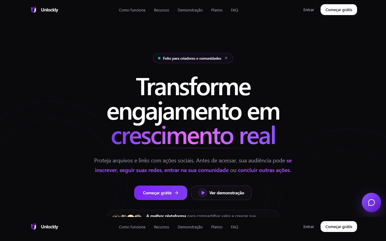 Landing page da Unlockly